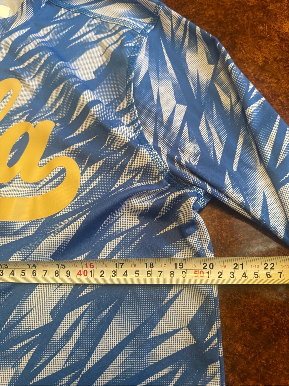 adidas UCLA Long-Sleeve Rash Guard - Blue/Gold Script - Picture 5 of 6